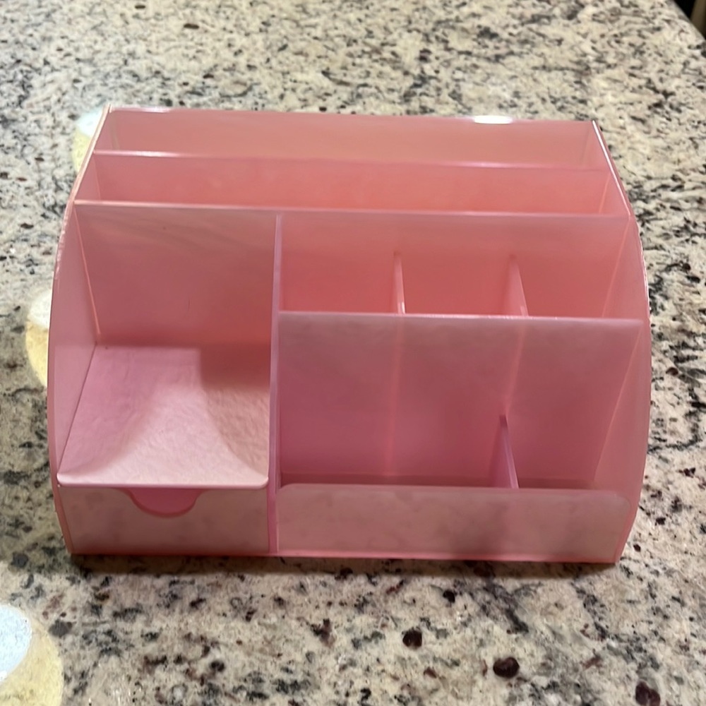 Pink, acrylic stationary organizer. Never been used.